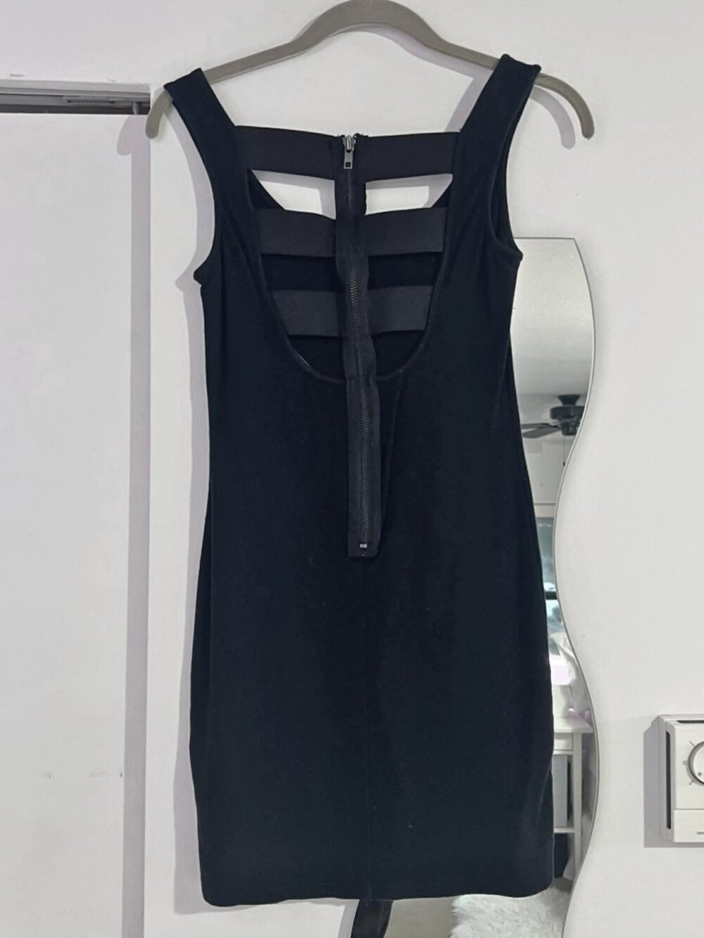 Little Black Mini Dress Cage Back Bodycon Vintage Y2K